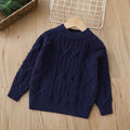 Kids' sweater  winter retro style fleece-lined thickened pullover knit base layer for boys and girls, toddler to mid-sized children