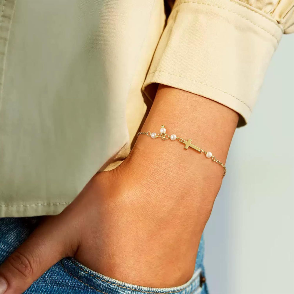 European and american amazon fashion cross ankle bracelet popular beaded chain jewelry anklet beach travel gift