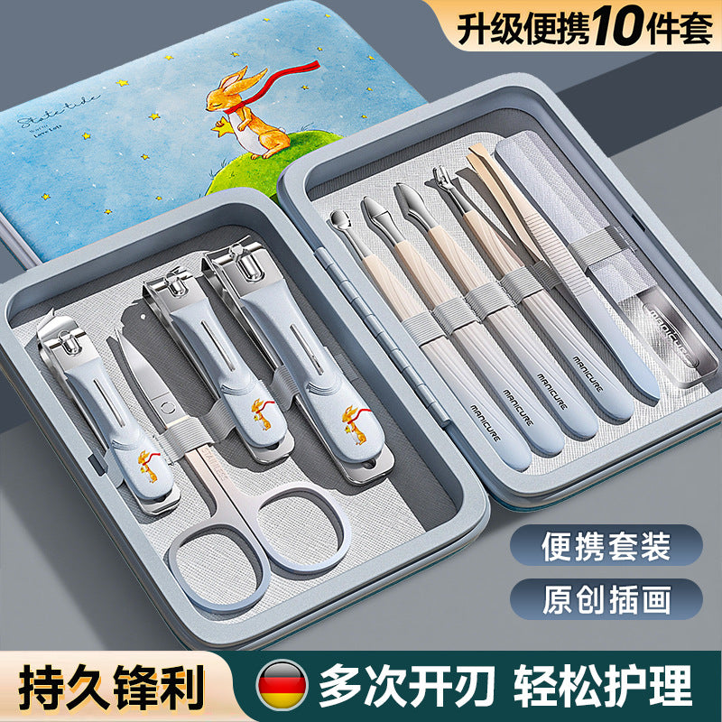 New cross-border nail clipper set - german precision manicure tool kit, upgraded portable 10-piece nail clipper set