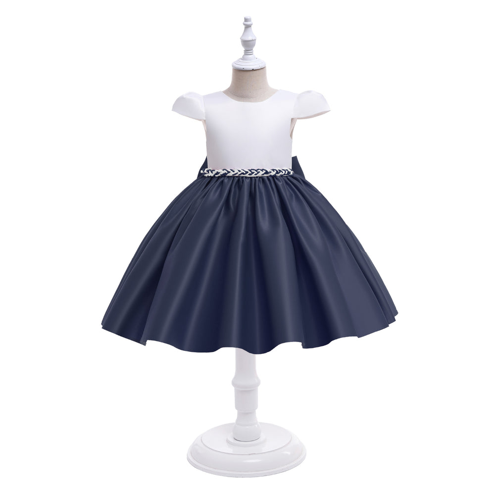 new children's satin beaded princess dress - high-end girl's dress for birthday parties and piano performances