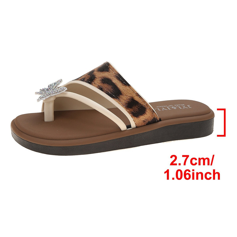 plus size leopard print toe flats slippers for women outwearsummernew arrivalcasualfashion beach vacation sandals