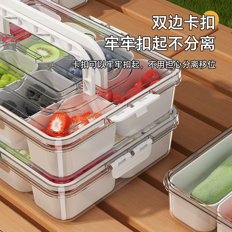 Salad crisper, eight-point grid, spice box, sealed refrigerator, frozen storage box, portable picnic, fruit and vegetables