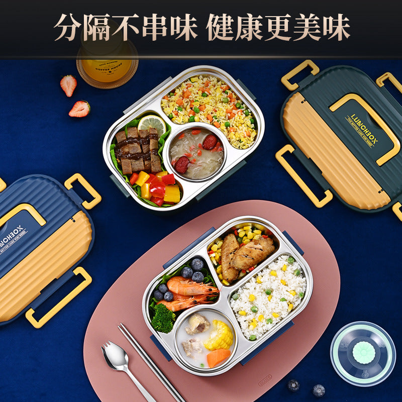 304 stainless steel lunch box, thermal insulation box, special bento for students and office workers, canteen packing box, divided into compartments, fast food trays