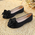 Plus size women's flats for export - spring  new collection: pointed-toe, soft-soled loafers with floral embellishments - ready to ship