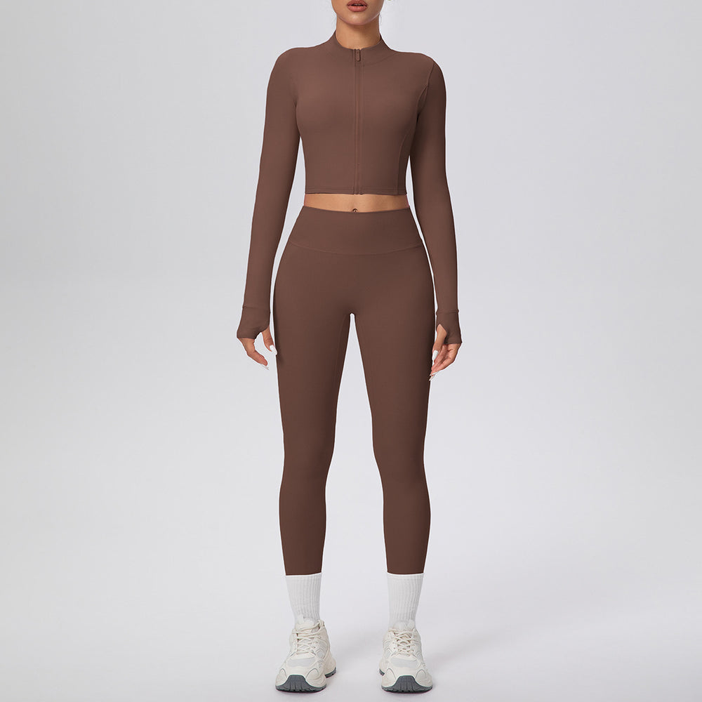 Cloud-feel outdoor compression yoga set for women - cropped high-waisted running workout outfit, quick-dry activewear two-piece set