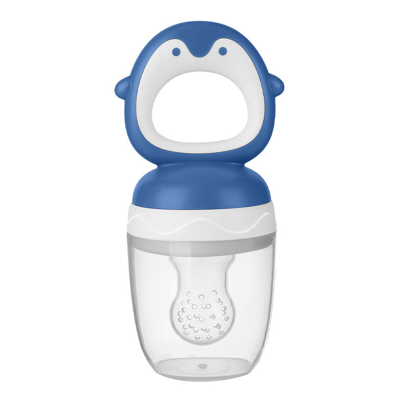 English card baby bite music fruit and vegetable music children's silicone pacifier penguin shape baby fruit complementary food bag factory
