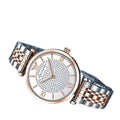 Amora stainless steel fashion watch for women, starry sky light pink dial with engraved markers, waterproof ladies' wristwatch