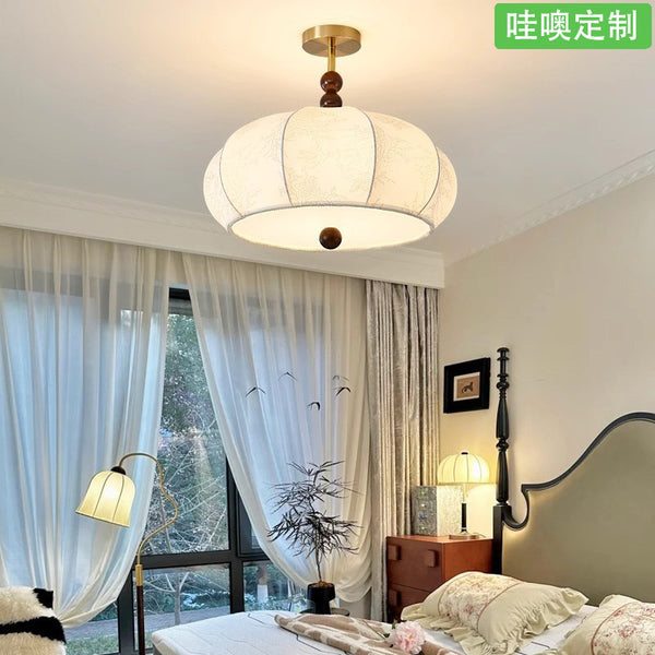 [Wow] French retro medieval ceiling lamp fabric printing Nanyang style study wabi sandy wind atmosphere romantic