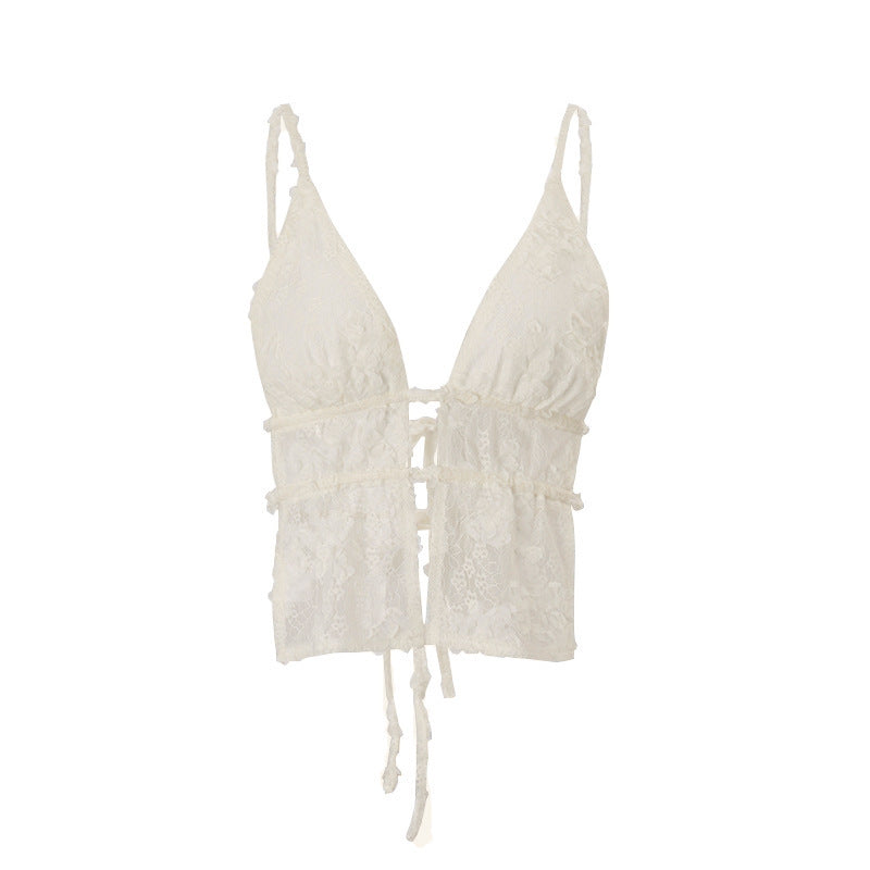 Insfashion style  spring new sexy pure desire lace splicing strap retro chest wrap camisole women