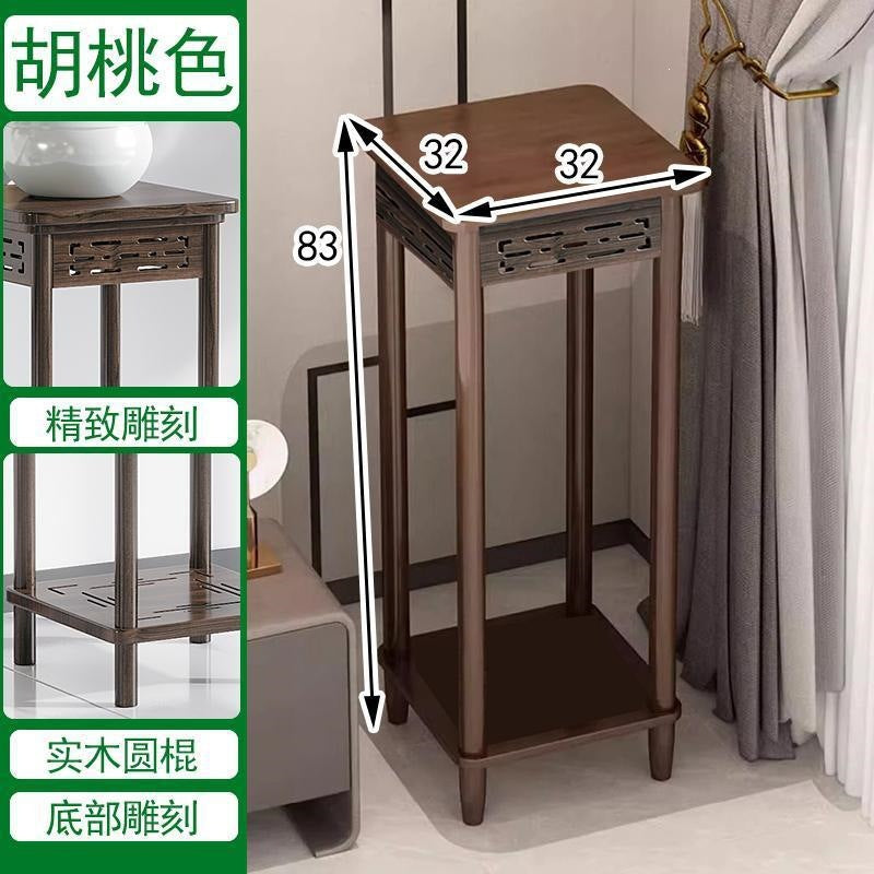 Pothos solid wood flower stand living room bedroom coffee table for homemovable small table sofa side table side cabinet extremely narrow coffee table stand