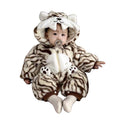 Infant and toddler onesies, winter thickened, unisex baby tiger print cartoon romper, perfect for outings and tummy time, trendy baby clothes