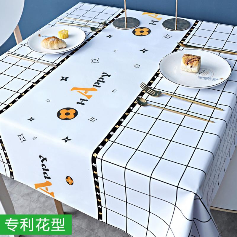 Waterproof and oil-proof pvc tablecloth, easy to clean, heat-resistant, soft glass dining table mat, light luxury high-end coffee table pad, tabletop cloth