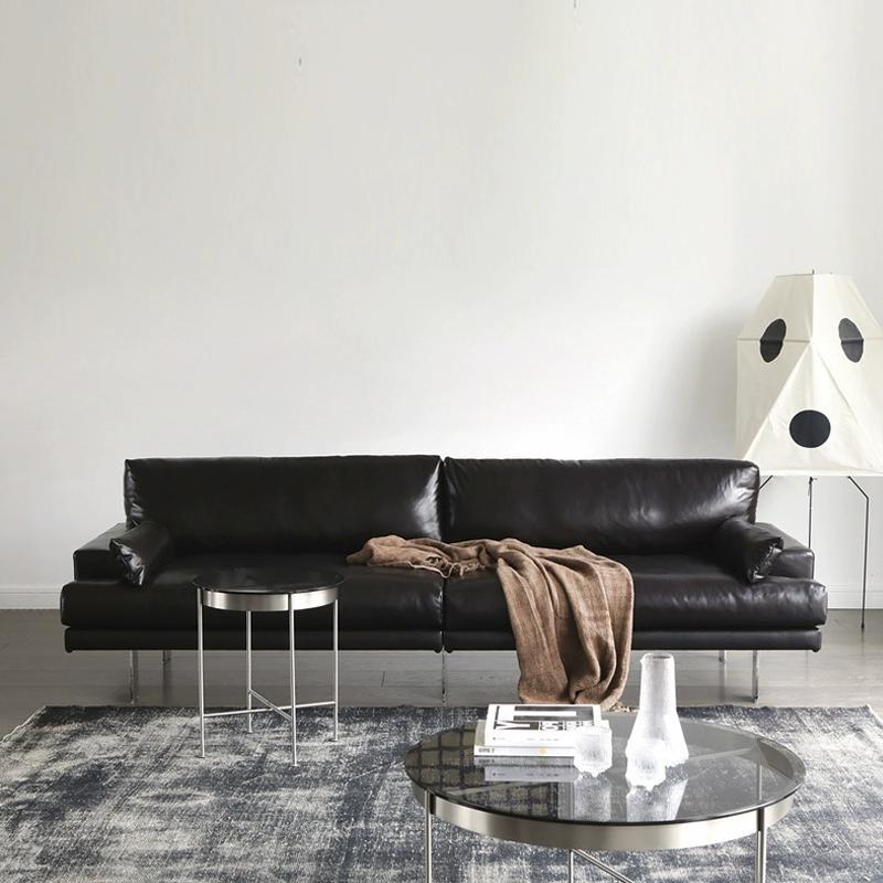 Nordic genuine leather sofa, modern minimalist italian design, perfect for small living rooms, designer three-seater - hardy
