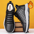 2025 winter men's new collection: fleece-lined, extra-thick casual sneakers, cotton shoes, non-slip, warm, leather upper, chunky sole, dad shoes