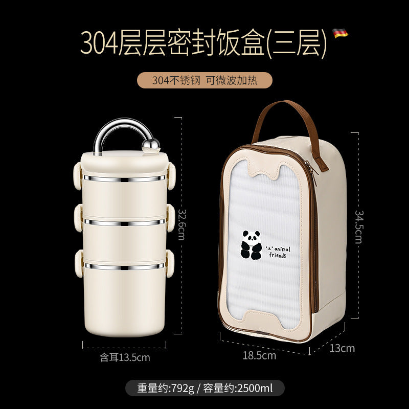 304 stainless steel thermal insulation lifting pot, portable thermal insulation bucket, portable for office workers, can be heated in microwave oven, multi-layer lunch box