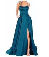 solid color european and american bridesmaid dresses long slimming off-the-shoulder best friend  fashion bridesmaid evening gowns