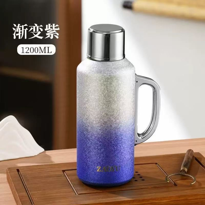 Titanium-coated stew pot teapot - premium portable car-use large capacity insulated mug with tea infuser - perfect business gift for men and women