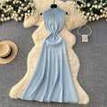 Classysense normcore style elegantcut out metal button half turtle collar dress women's fall and winterelegance bottom knitting long skirt
