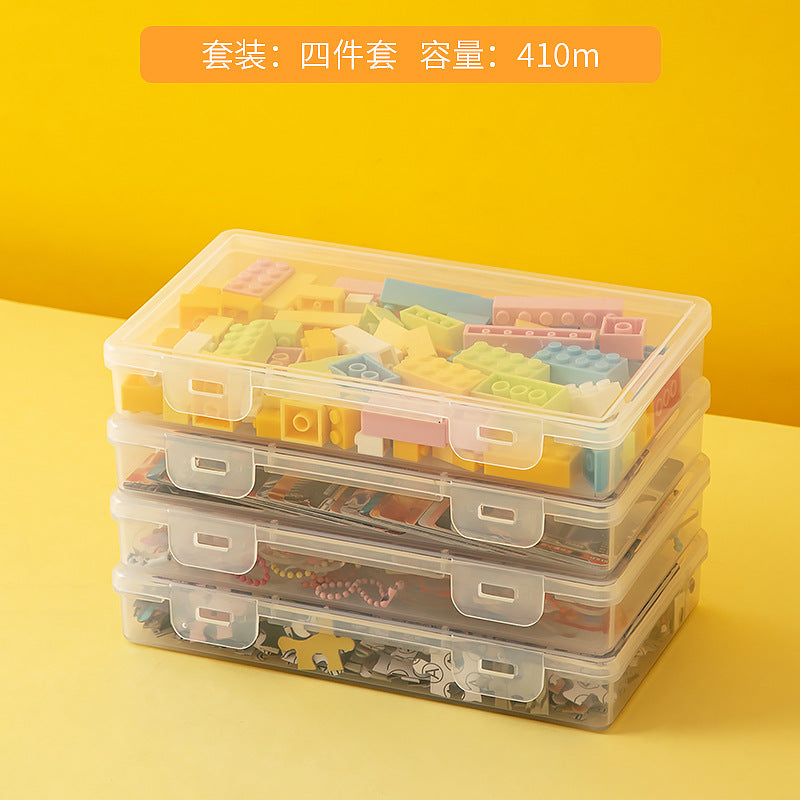 Transparent building block storage box Large capacity drawer Desktop Lego storage box with lid Plastic children's toy storage box