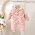 Newborn baby girl jumpsuit autumn winterfleece-linedthickened full month outing cotton clothes thickened khaki autumn winter cotton clothes