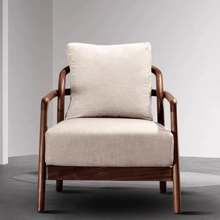 New chinoiserie solid wood sofa chair modern casual single sofa living room balcony casual chair hotel b&b reception chair