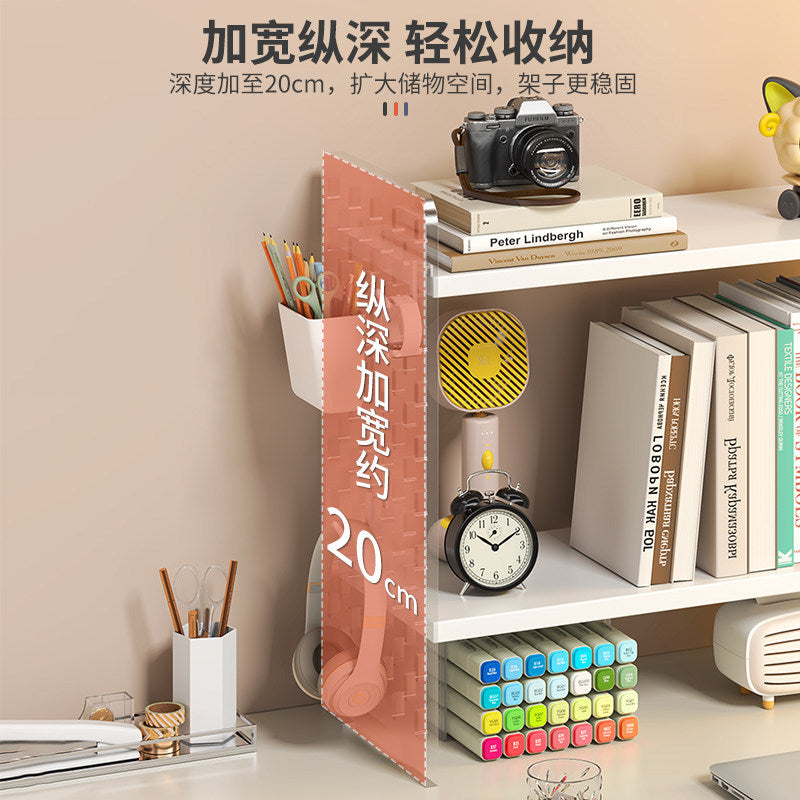 Acrylic desktop organizer, office desk pegboard, computer desk bookshelf, multi-tier storage rack with dividers