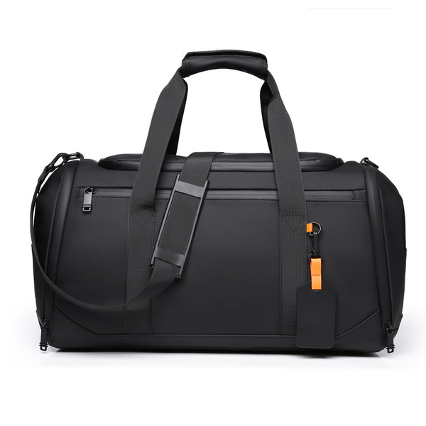 New leather film travel bag large capacity independent shoe position portable fitness bag can be hung tie rod dormitory luggage wholesale