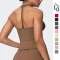 New arrival cross-border pure color brushed quick-drying tight back v neck sports intimates running fitness yoga clothes suspenders for women