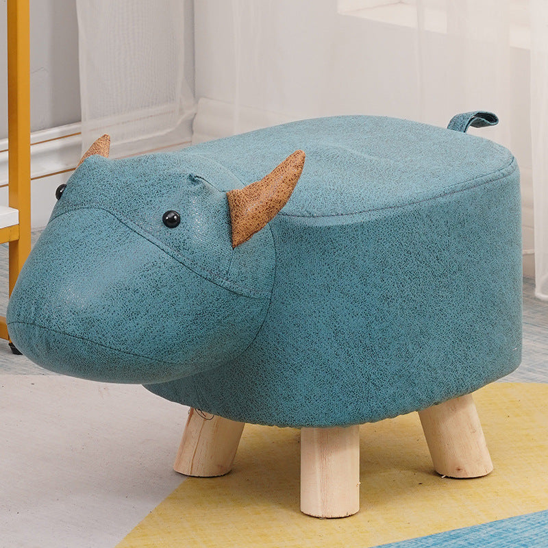 Elephant stool - kids' animal stool - solid wood shoe bench - creative small stool - home living room cartoon cute low stool