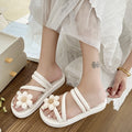 Popular flower slippers for women thick solenon-slipnew arrivalfashionsummer fairy style sandals flats beach shoes