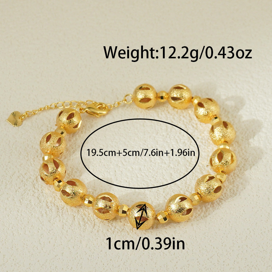 Middle eastern retro luxury 24k gold plated copper bracelet, hollow design, adjustable chain, perfect for women