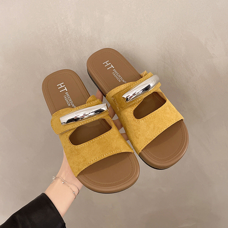 Birkenstock casual beach sandals - trendy women's flip-flops for outdoor wear - 2025 summer new arrival - lightweight, low-profile, hook-and-loop sandals