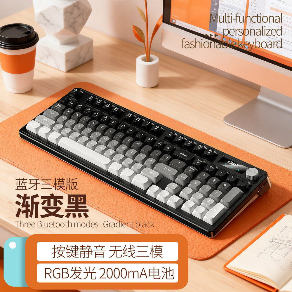 Silver sculpt k10 wireless bluetooth tri-mode gaming keyboard - usb silent rgb wired office rechargeable pc - rohs compliant for cross-border e-commerce
