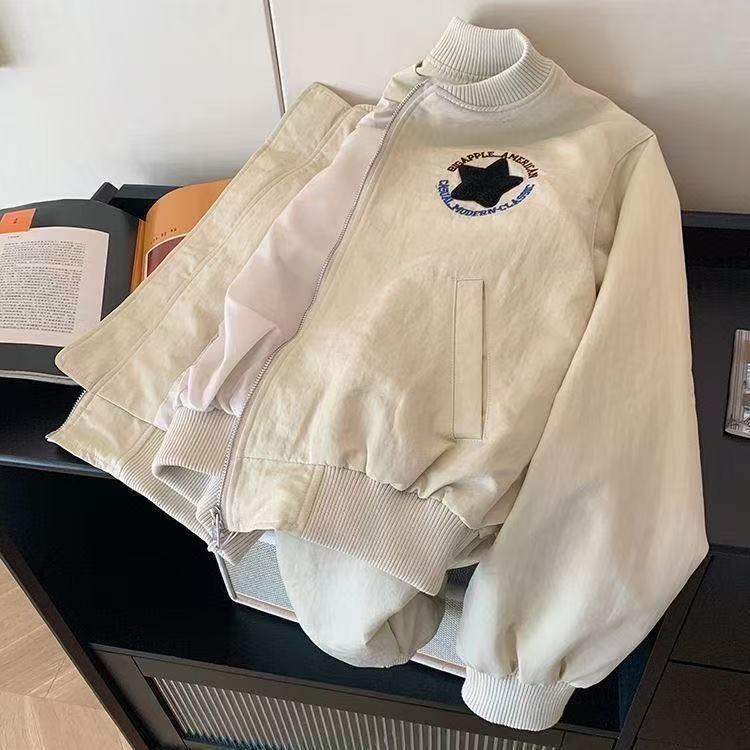 American retro embroidered baseball jacket women's 2025 spring and autumn new loose casual versatile fashion jacket top