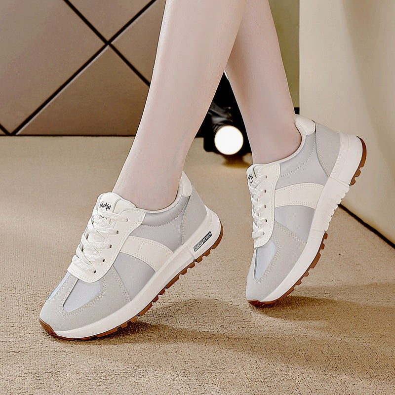 plus size women's shoes - new spring/autumn leather sneakers - korean style versatile flat casual soft sole running shoes
