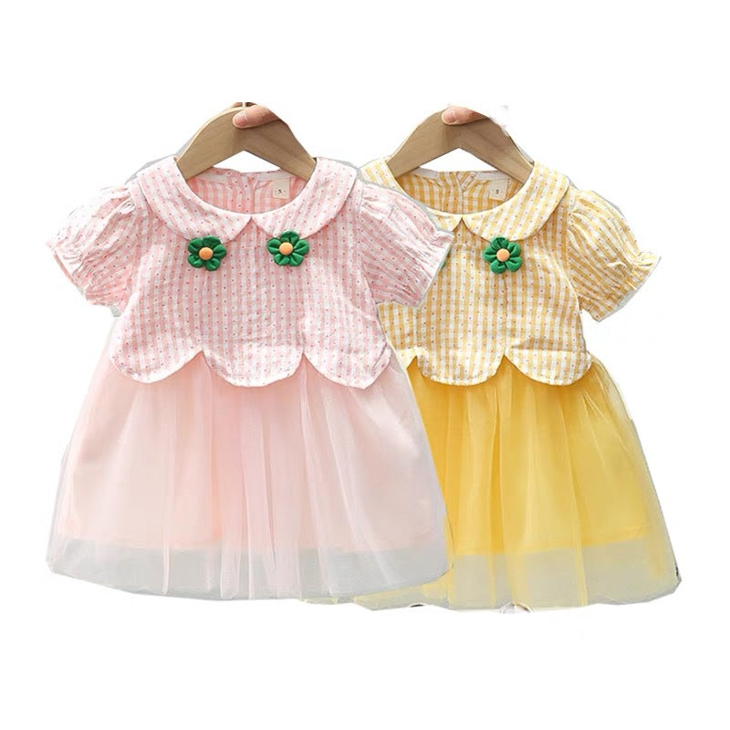 Girls' summer dresses  new style: chic little girl short-sleeve bowknot princess tutu dress