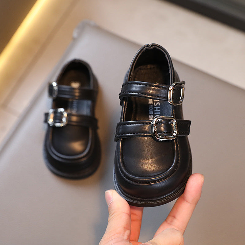 spring new girls' single shoes - korean style fashionable versatile children's leather shoes - princess shoes - trendy casual shoes