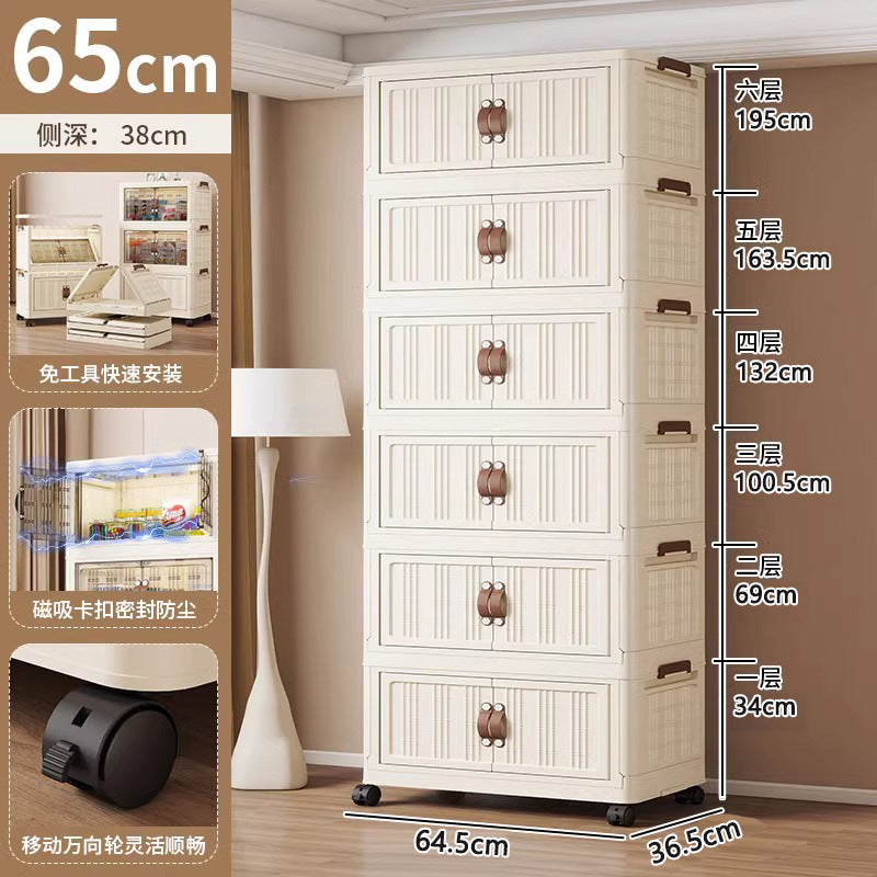 Folding cabinet double door storage cabinet large capacity bedroom baby wardrobe plastic installation-free floor-standing cabinet one piece minimum