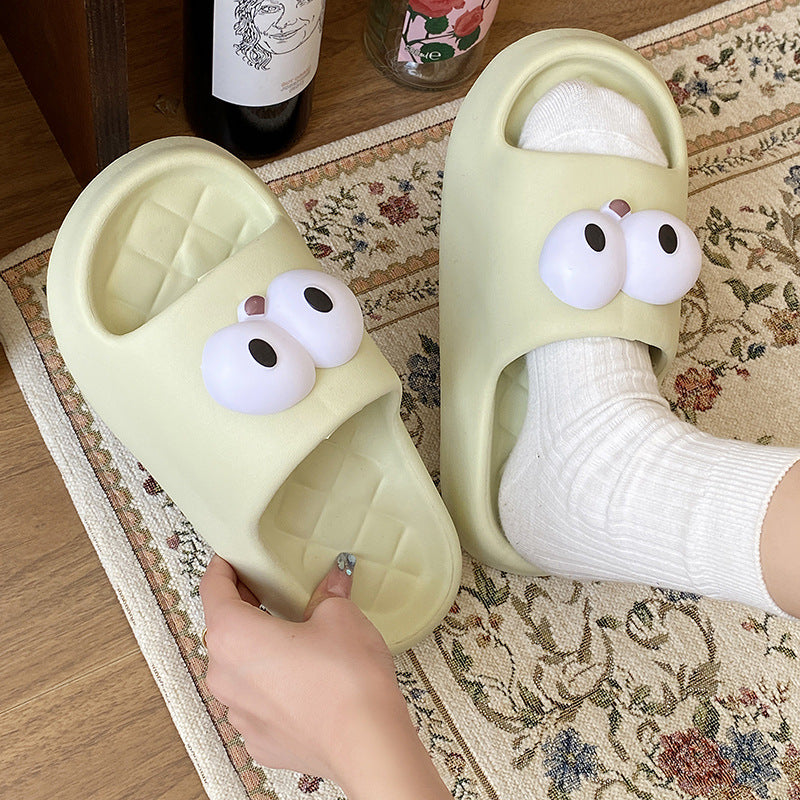 Thick soleeva slippers for women to wear outside summerfashion home indoor cute big eyes couple sandals