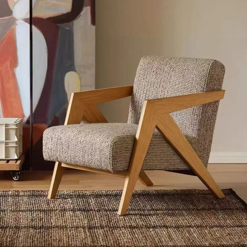 Richard nordic solid wood single sofa chair living room french cafe hotel retrob&b balcony lazy chair