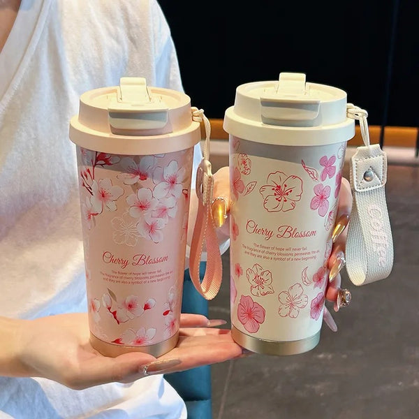 316 thermos cup, coffee cup, girls 2025 new high-value double drink cup, light luxury accompanying lily of the valley water cup