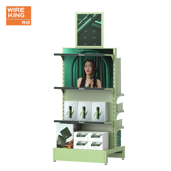 Customized supermarket display rack Metal double-sided display rack Skin care product display rack Nakajima product display rack