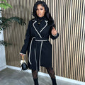 spring european women's wool blend long sleeve knit turn-down collar long coat loose trench coat outerwear