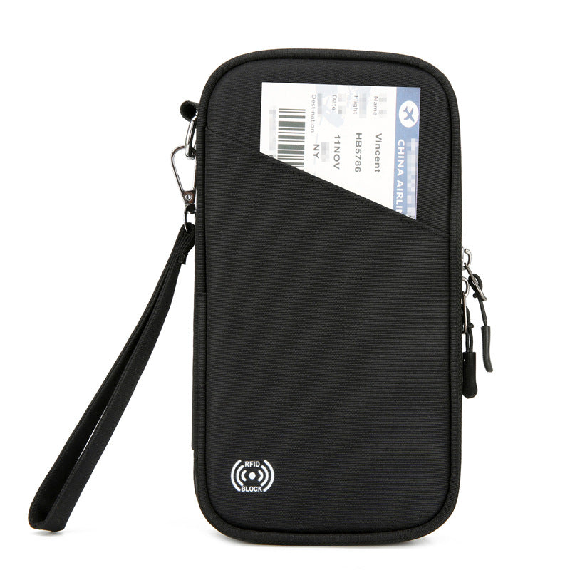Passport ID bag Thin and light anti-theft brush Boarding portable storage Multi-function bag Large capacity Long ticket clip Money clip