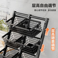 Kitchen storage rack floor-standing multi-layer vegetables and fruits multi-functional vegetable basket living room snack storage rack with wheels