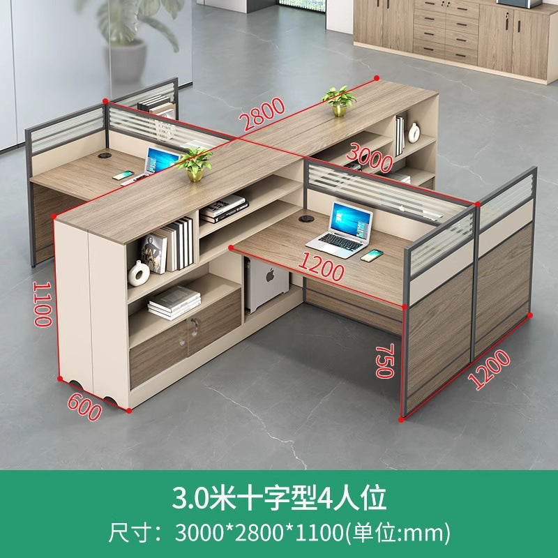 Staff desk and chair combination casual three-person office table office financial room screen employee desk