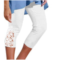 cross-border women's summer solid color lace trim casual leggings yoga pants - can be worn as capri pants