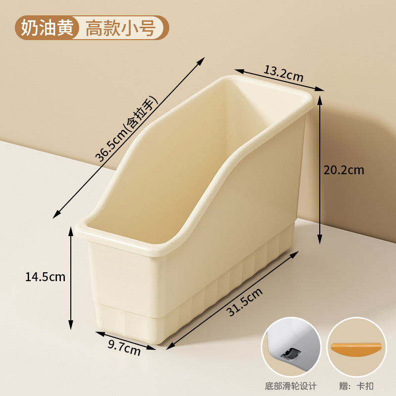 Customizable Tem Cabinet Storage Basket with Pulley Sundries Snack Seasoning Storage Basket Oblique Kitchen Storage Box