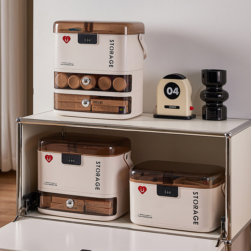 Household medicine box with lock password Multifunctional large-capacity drawer type medicine storage box Medicine bedroom storage box