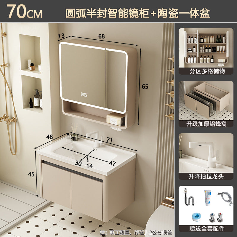 Bathroom cabinet ceramic all-in-one basin bathroom bathroom bathroom cabinet wash basin wash basin wash basin combination honeycomb aluminum